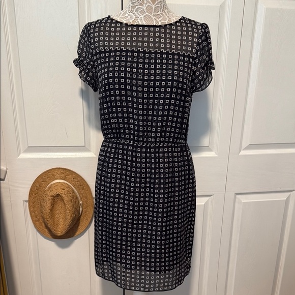 Brooks Brothers Elegant Navy Blue and White Patterned Dress 8 - Picture 1 of 15